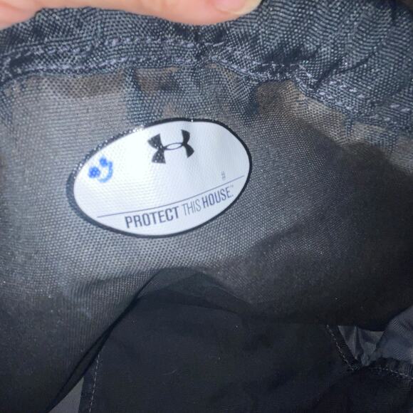 Under Armour UA Drawstring Sackpack Cinch Bag Black Gym Hike Backpack Pocket - Picture 9 of 12